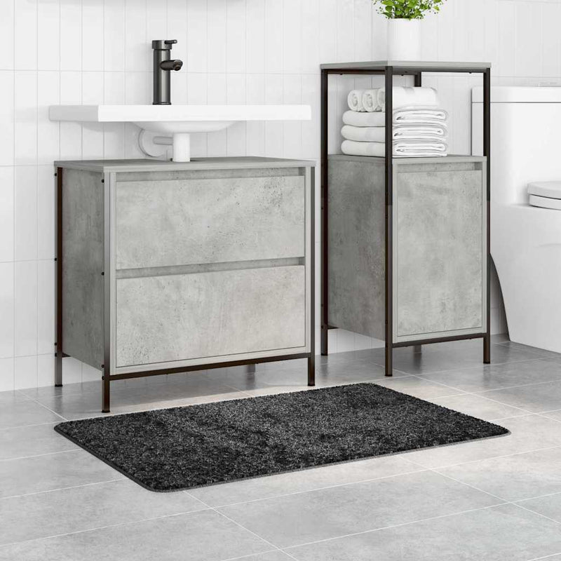 vidaXL Fürdőszoba szőnyeg Sötétszürke 60 x 90 cm Polipropilén