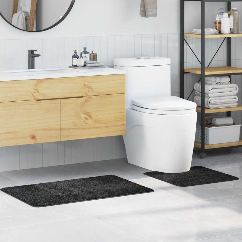 vidaXL Fürdőszoba szőnyeg 2 pcs Sötétszürke 50 x 50 cm Polipropilén
