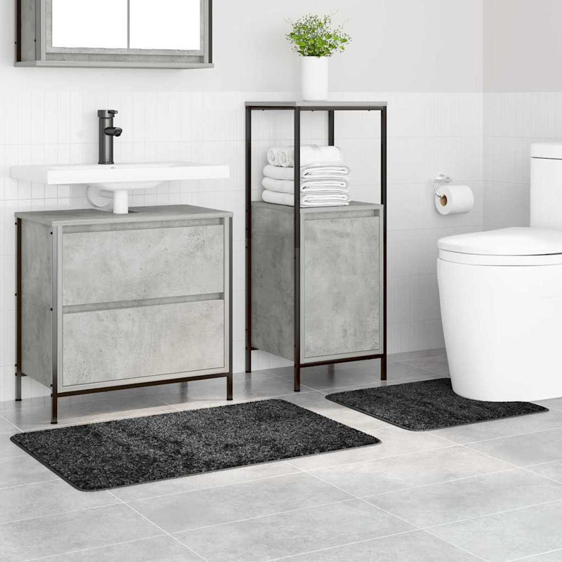 vidaXL Fürdőszoba szőnyeg 2 pcs Sötétszürke 50 x 50 cm Polipropilén