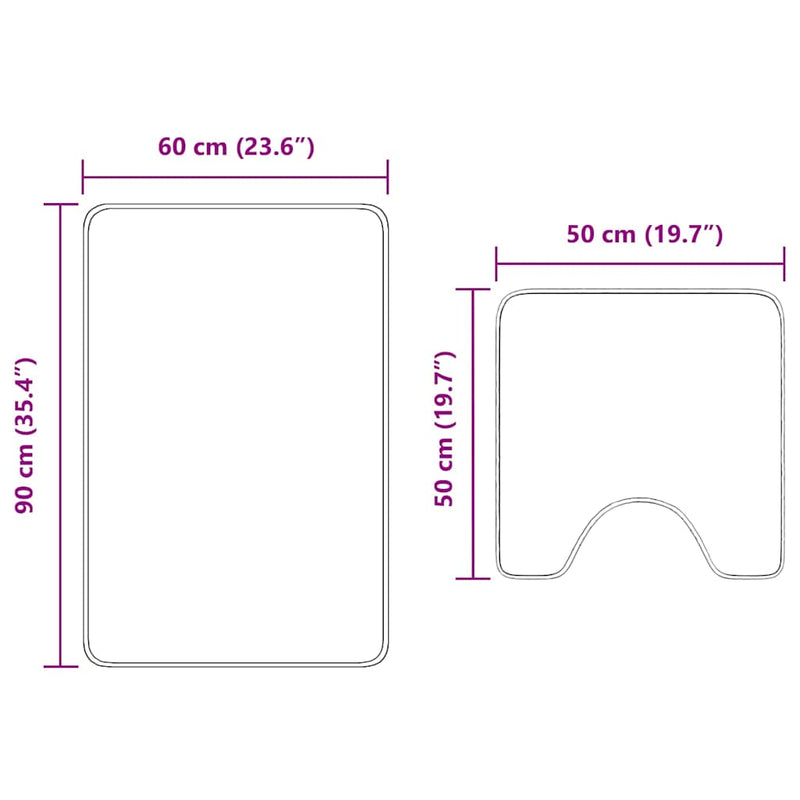 vidaXL Fürdőszoba szőnyeg 2 pcs Sötétszürke 50 x 50 cm Polipropilén