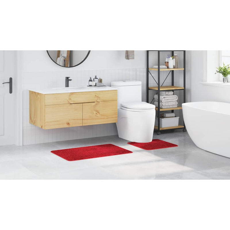 vidaXL Fürdőszoba szőnyeg 2 pcs Piros 50 x 50 cm Polipropilén