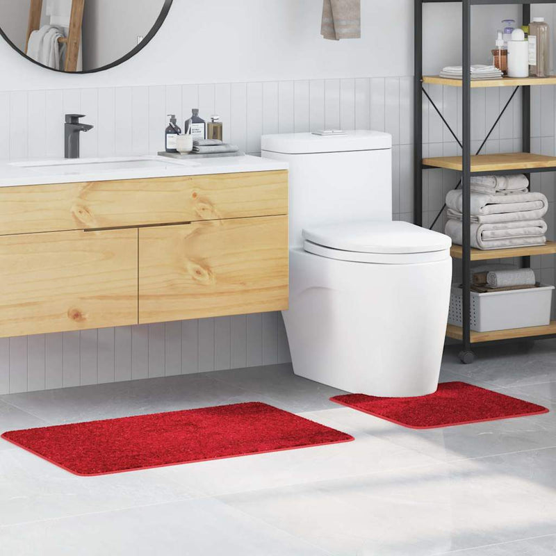 vidaXL Fürdőszoba szőnyeg 2 pcs Piros 50 x 50 cm Polipropilén