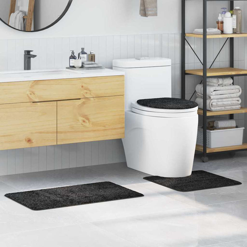 vidaXL Fürdőszoba szőnyeg 3 pcs Sötétszürke 50 x 50 cm Polipropilén