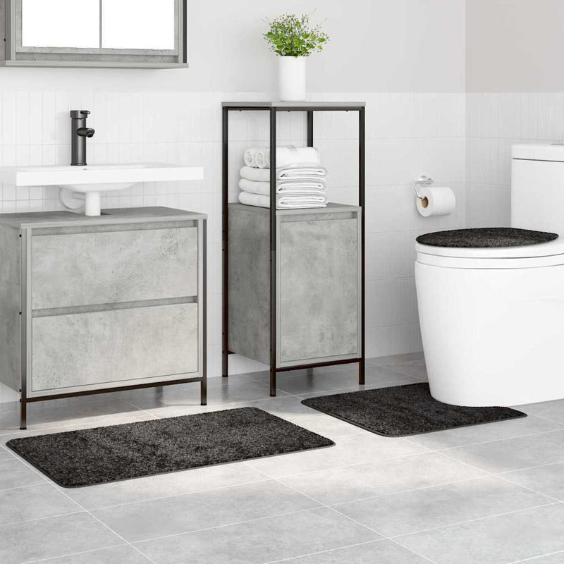 vidaXL Fürdőszoba szőnyeg 3 pcs Sötétszürke 50 x 50 cm Polipropilén