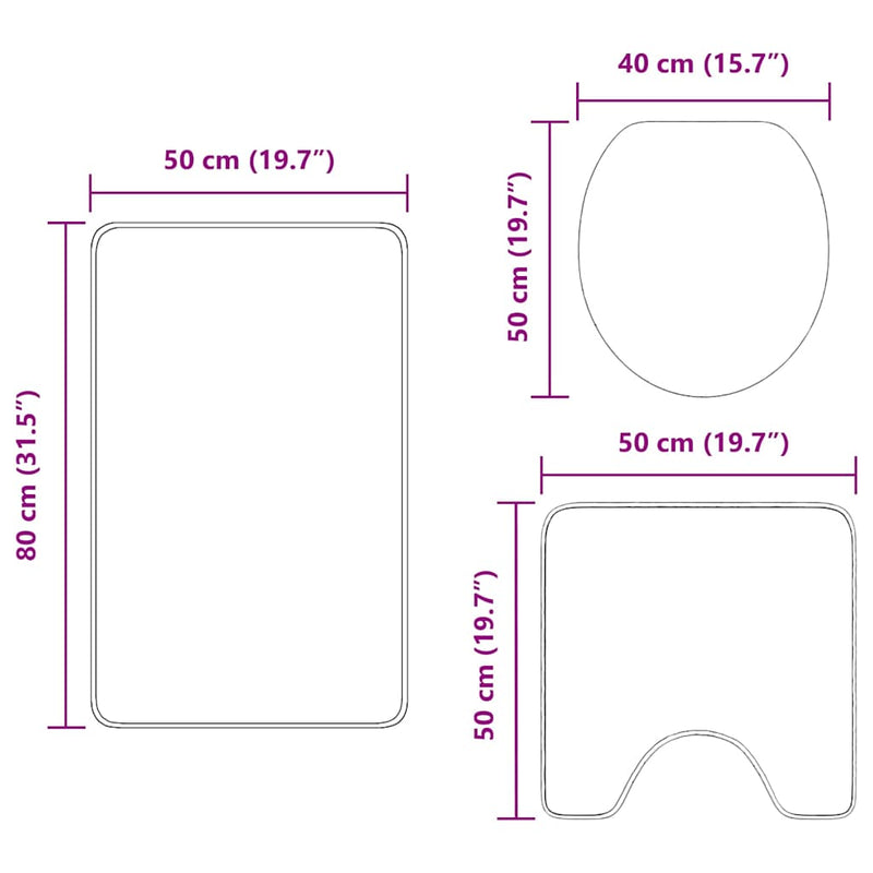 vidaXL Fürdőszoba szőnyeg 3 pcs Sötétszürke 50 x 50 cm Polipropilén