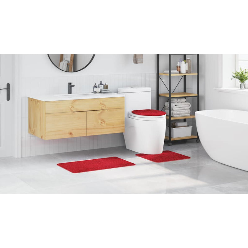 vidaXL Fürdőszoba szőnyeg 3 pcs Piros 50 x 50 cm Polipropilén