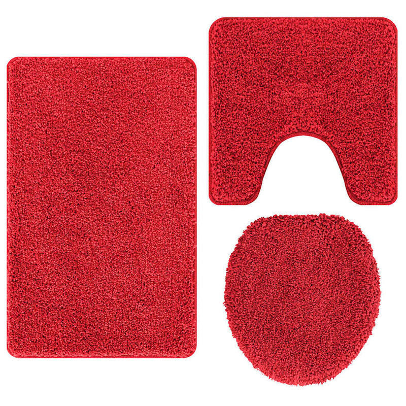 vidaXL Fürdőszoba szőnyeg 3 pcs Piros 50 x 50 cm Polipropilén