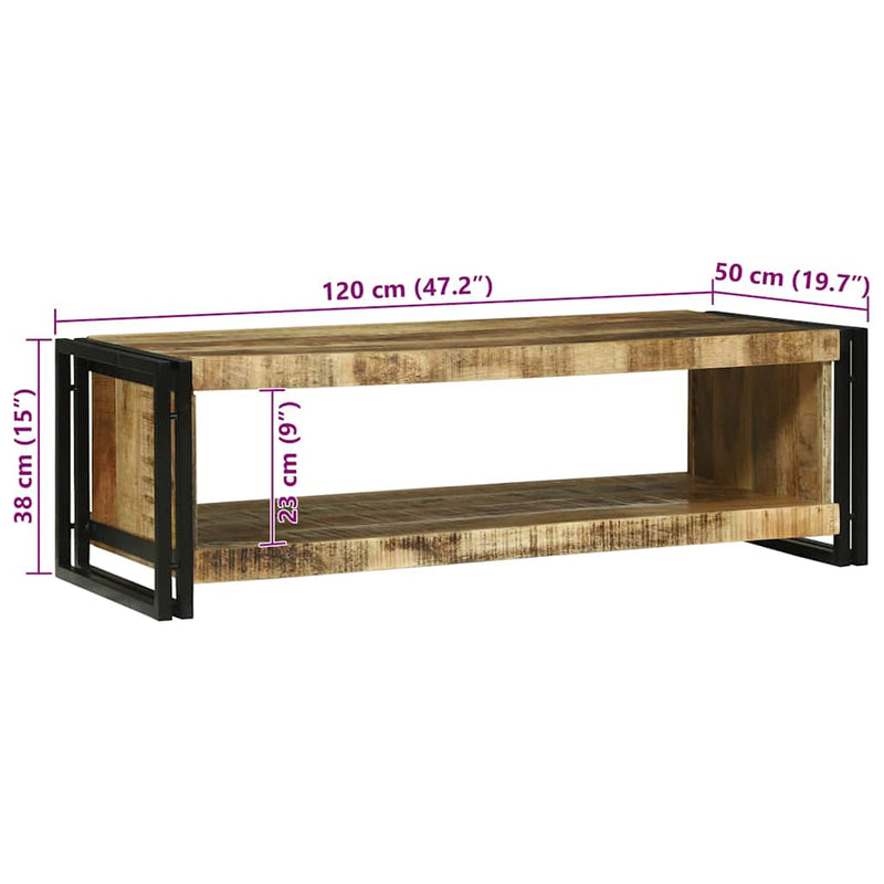 vidaXL Dohányzóasztal Barna 120 x 50 x 38 cm Tömör nyers mangófa