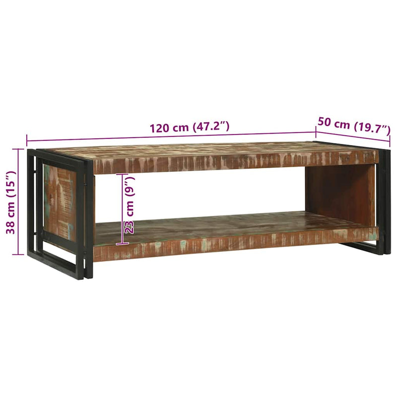 vidaXL Dohányzóasztal Barna 120 x 50 x 38 cm tömör újrahasznosított fa