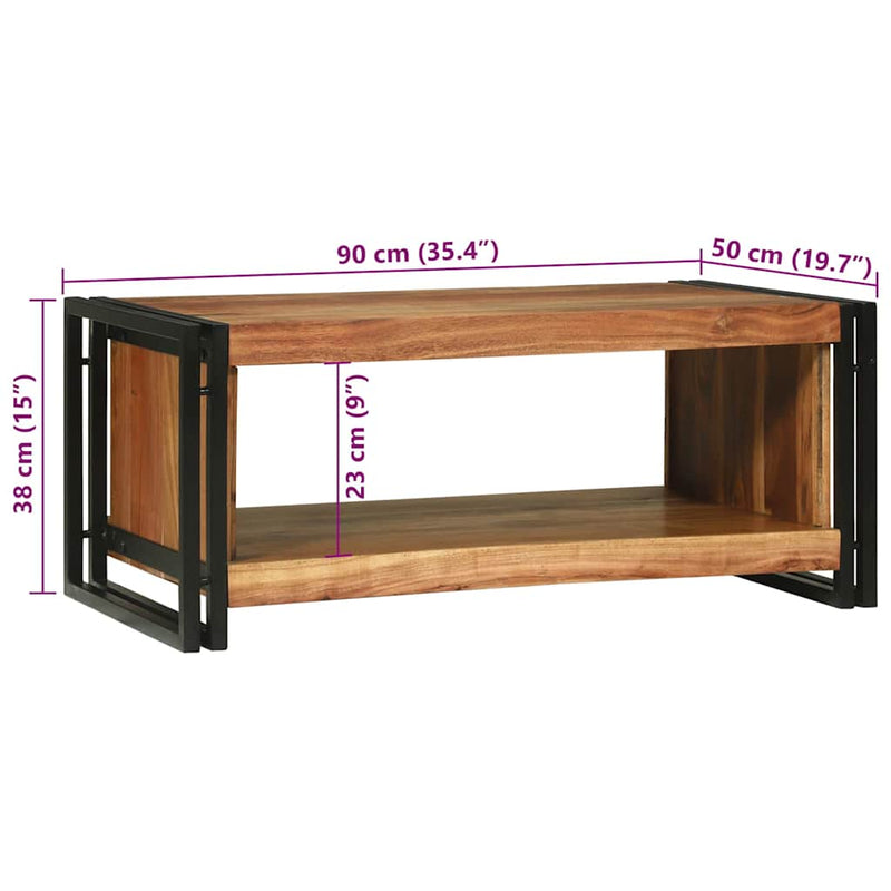 vidaXL Dohányzóasztal Barna 90 x 50 x 38 cm tömör akácfa