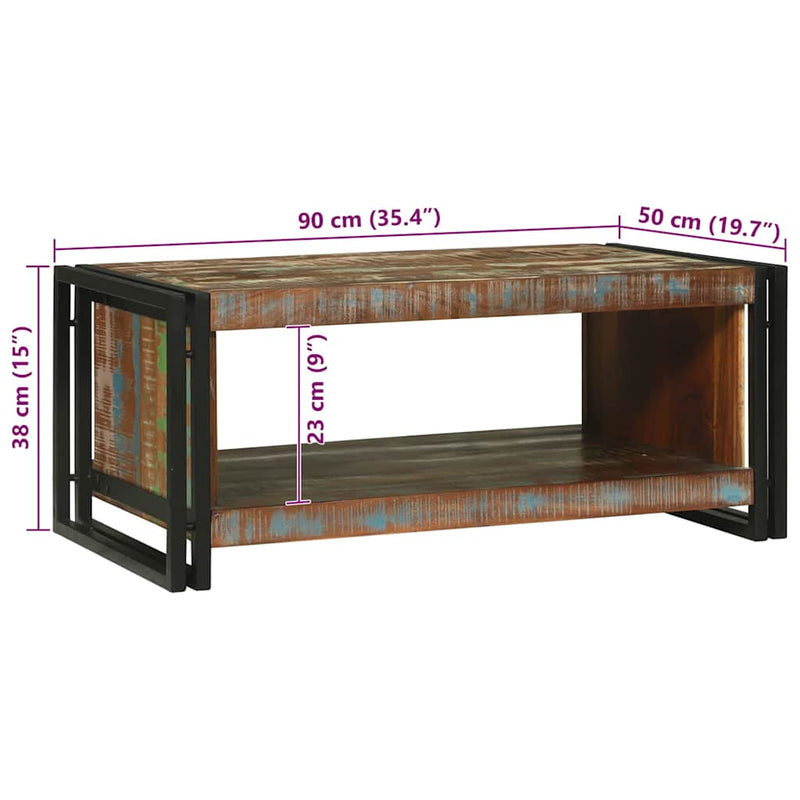 vidaXL Dohányzóasztal Barna 90 x 50 x 38 cm tömör újrahasznosított fa