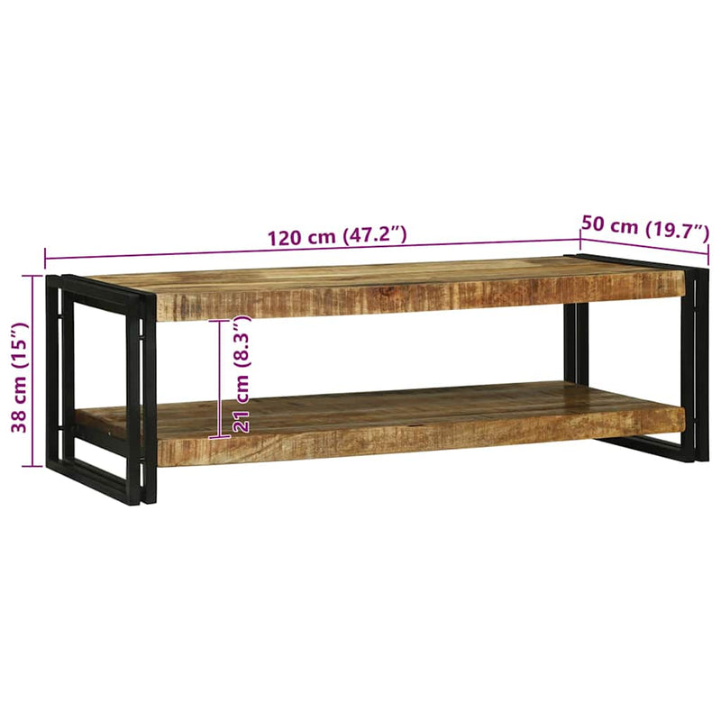 vidaXL Dohányzóasztal Barna 120 x 50 x 38 cm tömör mangófa