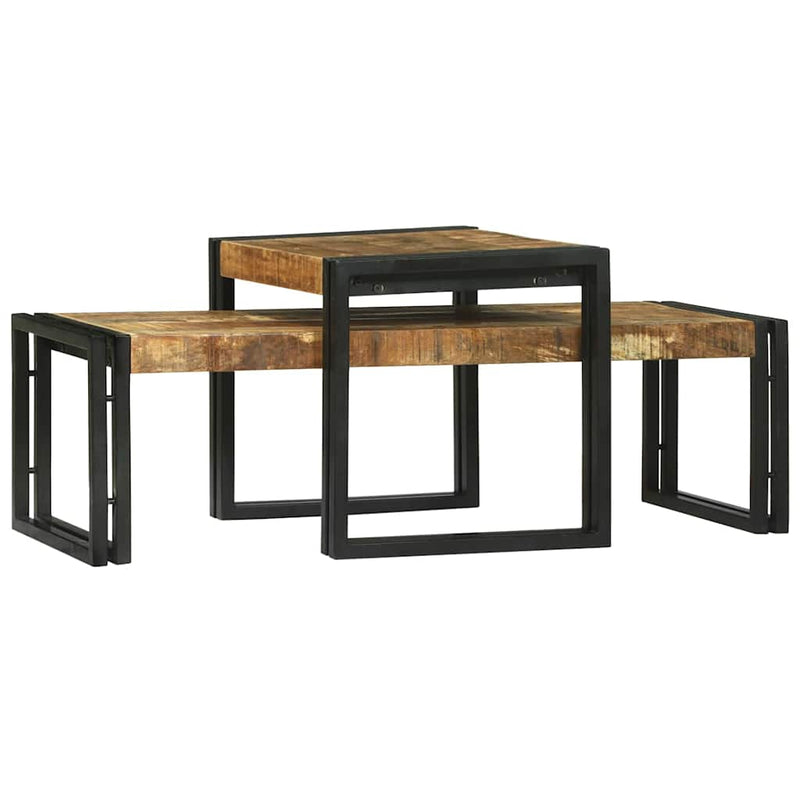 vidaXL Dohányzóasztal 2 pcs Barna 48 x 40 x 40 cm tömör mangófa