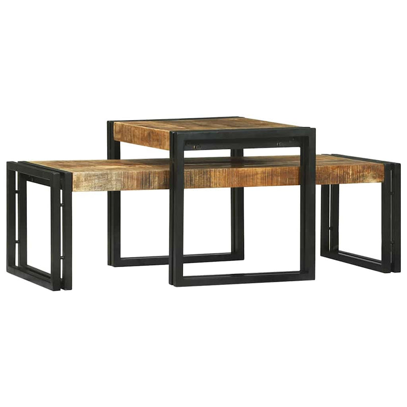 vidaXL Dohányzóasztal 2 pcs Barna 48 x 40 x 40 cm tömör mangófa