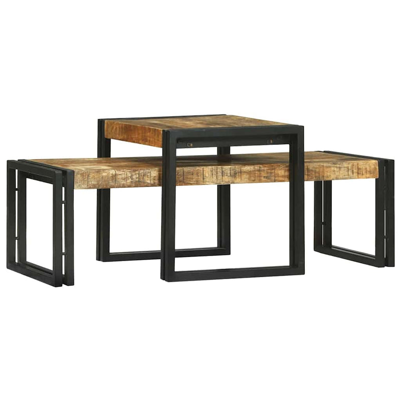 vidaXL Dohányzóasztal 2 pcs Barna 48 x 40 x 40 cm tömör mangófa