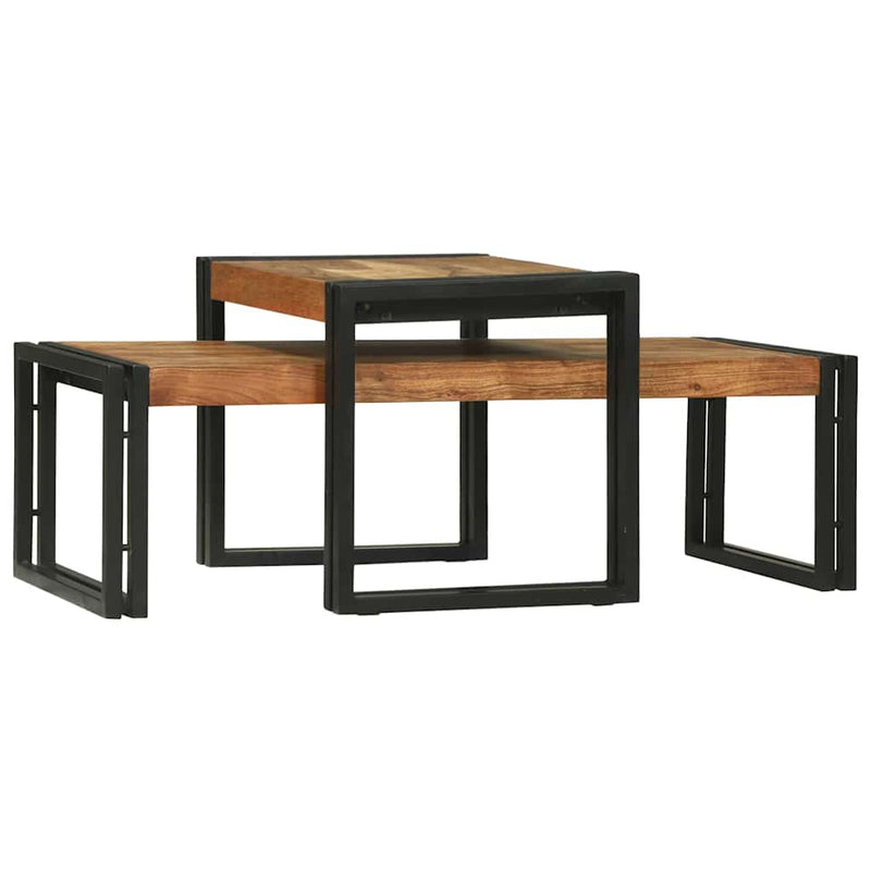 vidaXL Dohányzóasztal 2 pcs Barna 48 x 40 x 40 cm tömör akácfa