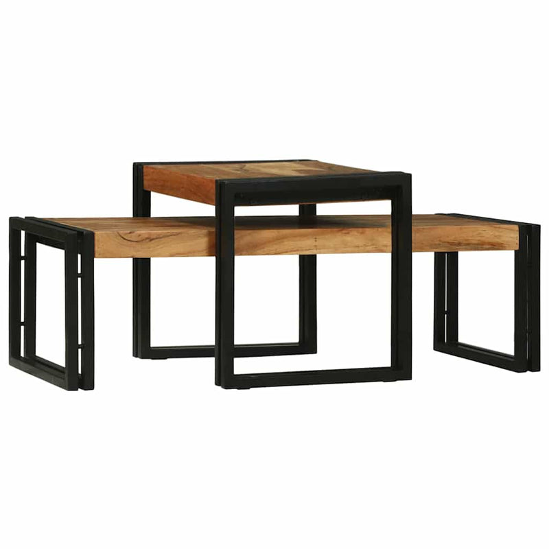 vidaXL Dohányzóasztal 2 pcs Barna 48 x 40 x 40 cm tömör akácfa