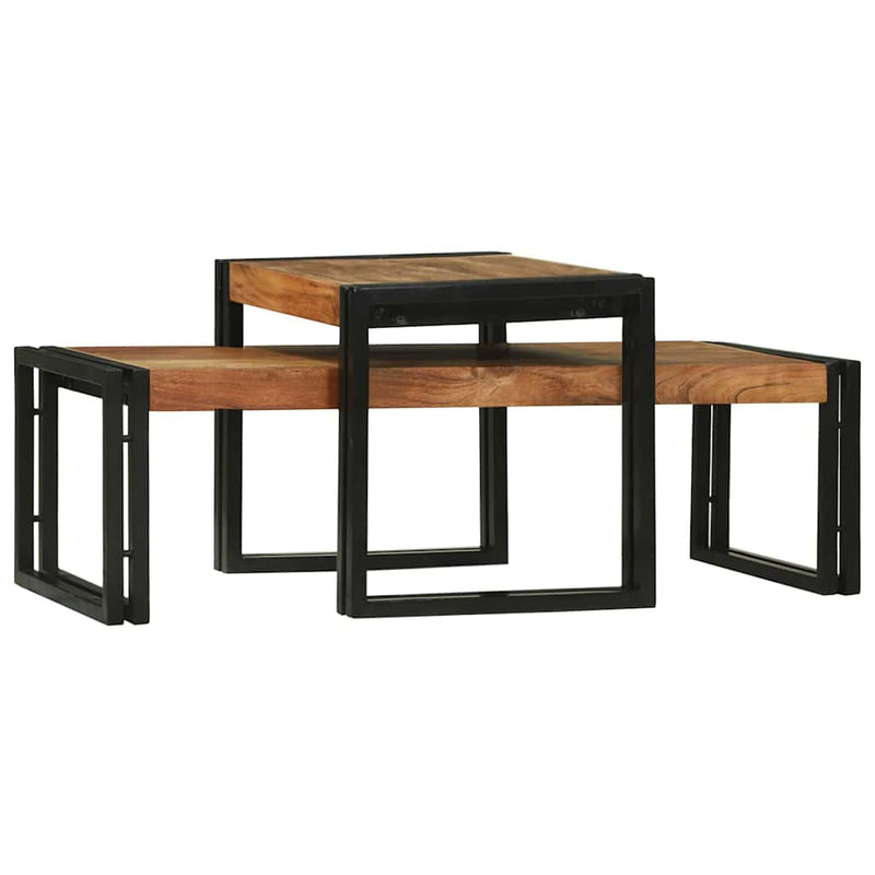 vidaXL Dohányzóasztal 2 pcs Barna 48 x 40 x 40 cm tömör akácfa