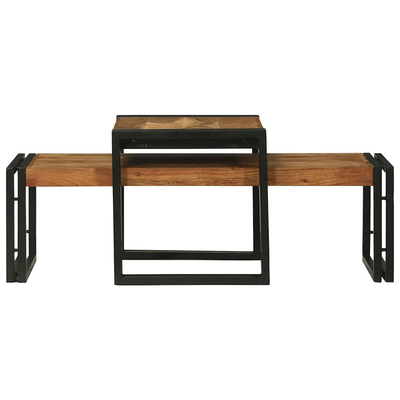 vidaXL Dohányzóasztal 2 pcs Barna 48 x 40 x 40 cm tömör akácfa