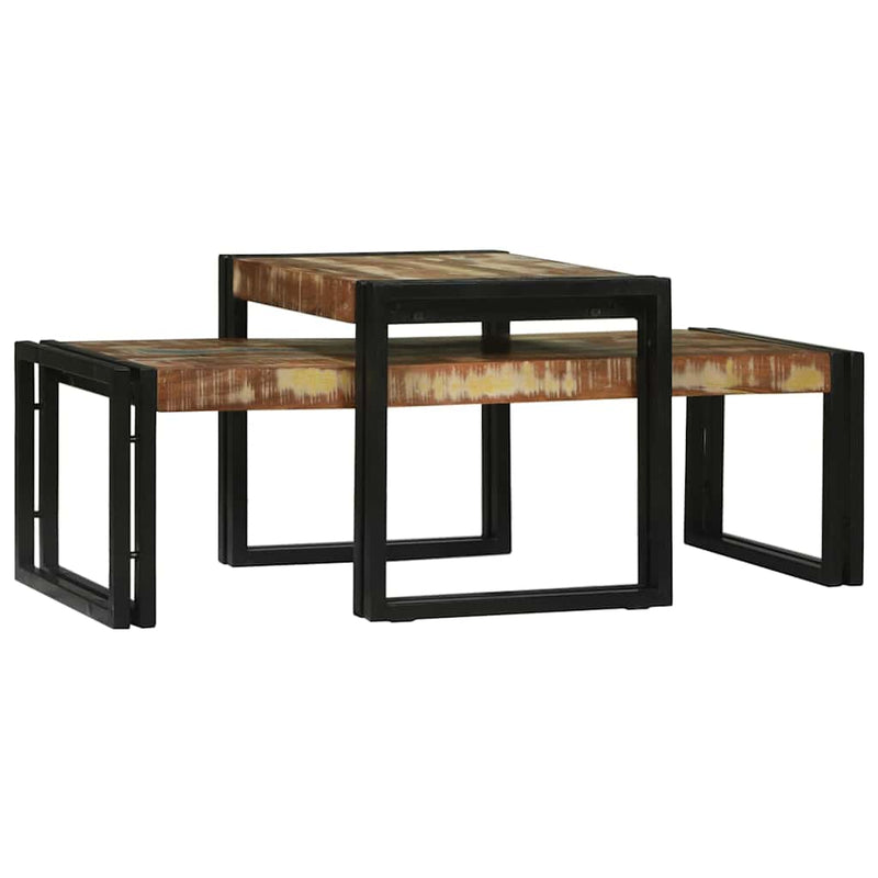 vidaXL Dohányzóasztal 2 pcs Sokszínű tömör újrahasznosított fa