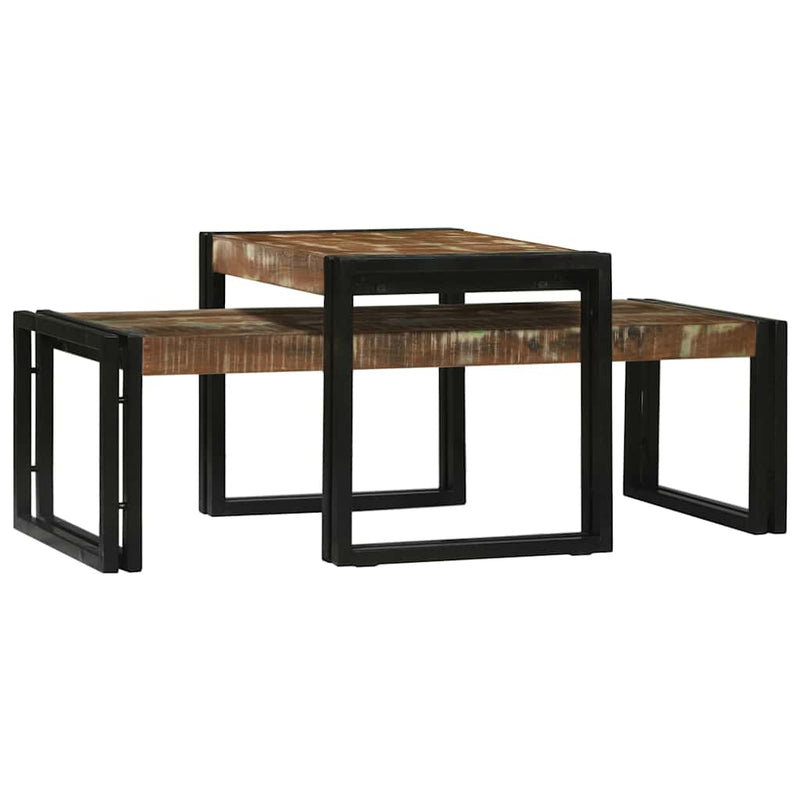 vidaXL Dohányzóasztal 2 pcs Sokszínű tömör újrahasznosított fa