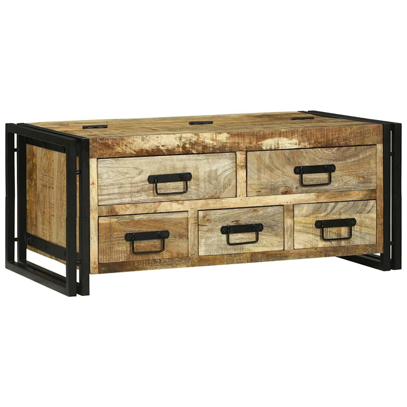 vidaXL Dohányzóasztal Barna 90 x 50 x 38 cm Tömör nyers mangófa