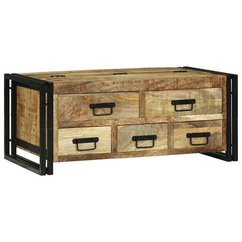 vidaXL Dohányzóasztal Barna 90 x 50 x 38 cm Tömör nyers mangófa