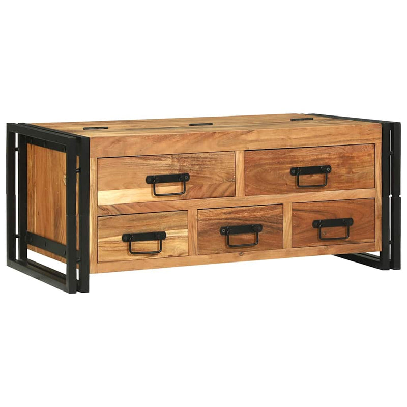 vidaXL Dohányzóasztal with Drawer Barna 90 x 50 x 38 cm tömör akácfa