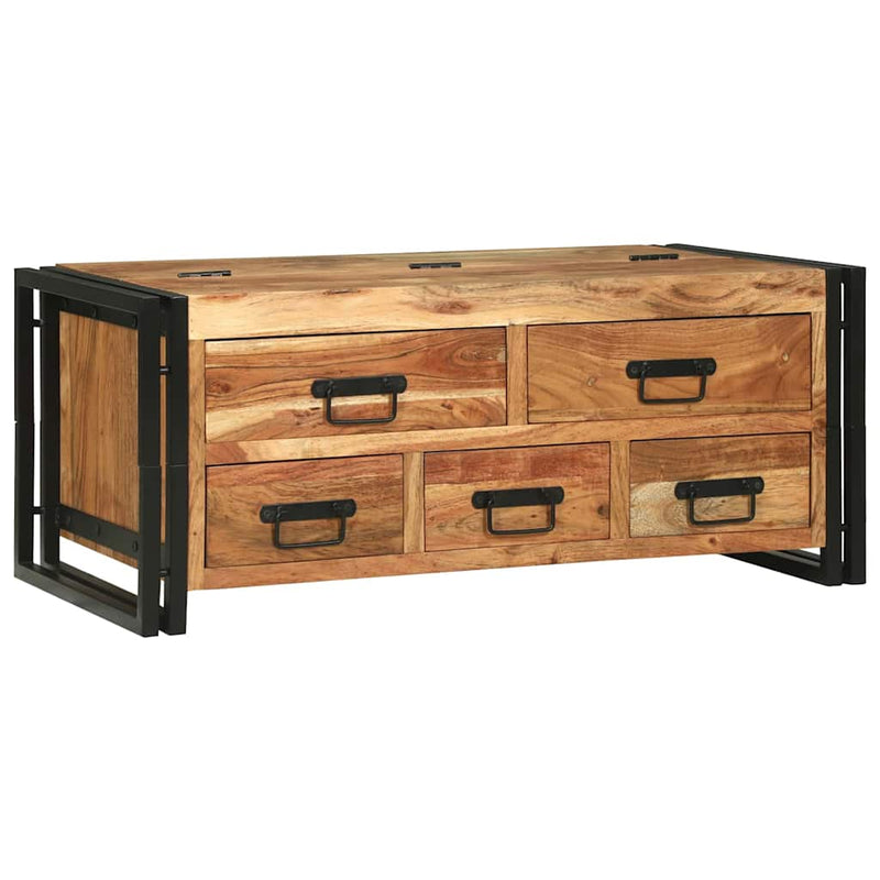 vidaXL Dohányzóasztal with Drawer Barna 90 x 50 x 38 cm tömör akácfa