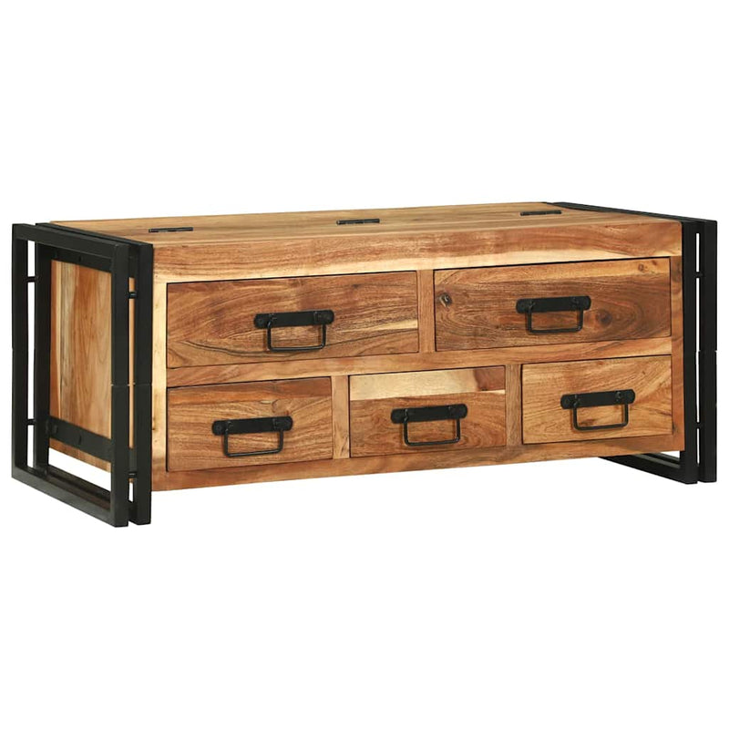 vidaXL Dohányzóasztal with Drawer Barna 90 x 50 x 38 cm tömör akácfa