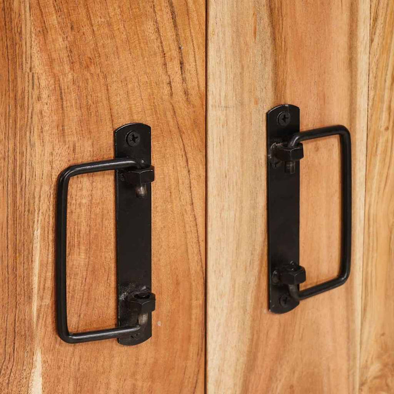 vidaXL Oldalszekrény ajtókkal Barna Tömör akácfa és fém