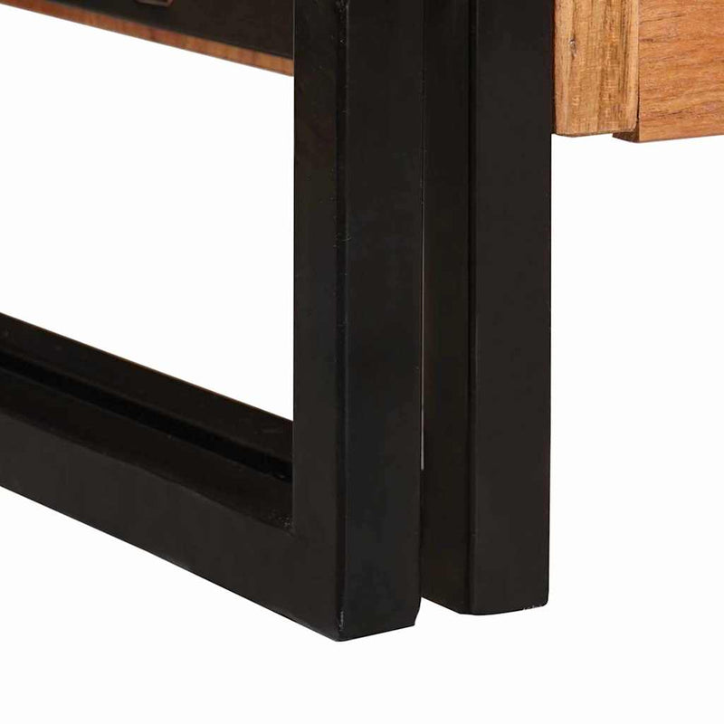 vidaXL Oldalszekrény ajtókkal Barna Tömör akácfa és fém