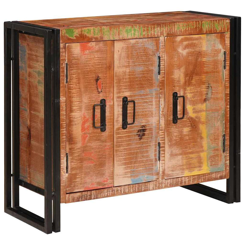 vidaXL Oldalszekrény ajtókkal Barna Tömör újrahasznosított fa és fém