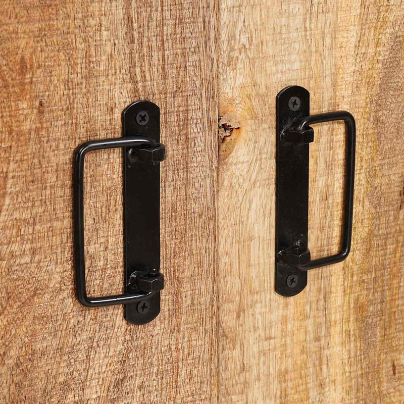 vidaXL Magas szekrény ajtókkal Barna Tömör rusztikus mangófából és fém