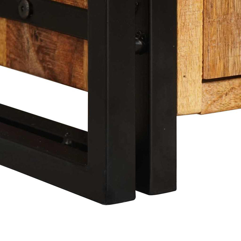 vidaXL Magas szekrény ajtókkal Barna Tömör rusztikus mangófából és fém