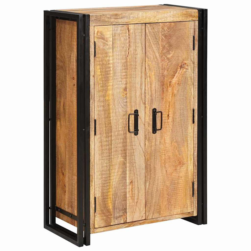 vidaXL Magas szekrény ajtókkal Barna Tömör rusztikus mangófából és fém