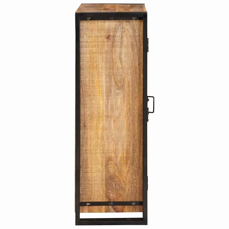 vidaXL Magas szekrény ajtókkal Barna Tömör rusztikus mangófából és fém