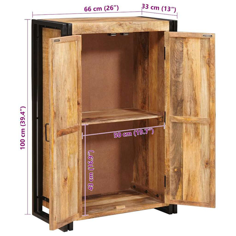vidaXL Magas szekrény ajtókkal Barna Tömör rusztikus mangófából és fém