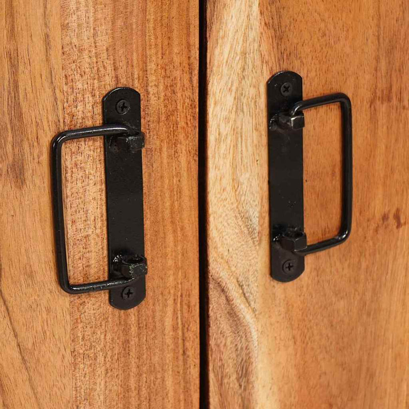 vidaXL Magas szekrény ajtókkal Barna Tömör akácfa és fém