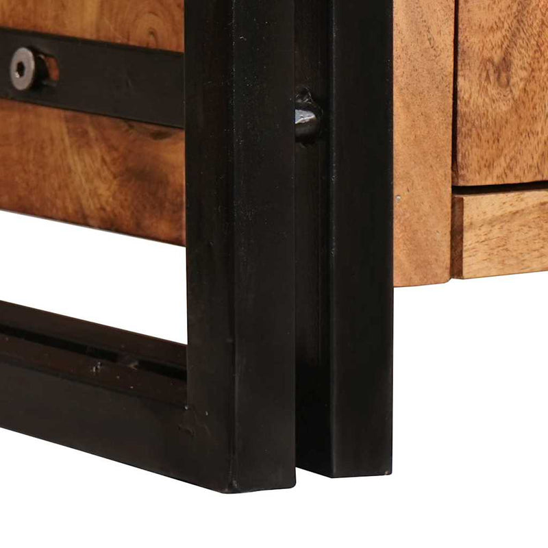 vidaXL Magas szekrény ajtókkal Barna Tömör akácfa és fém