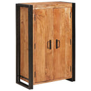 vidaXL Magas szekrény ajtókkal Barna Tömör akácfa és fém