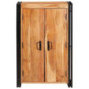 vidaXL Magas szekrény ajtókkal Barna Tömör akácfa és fém