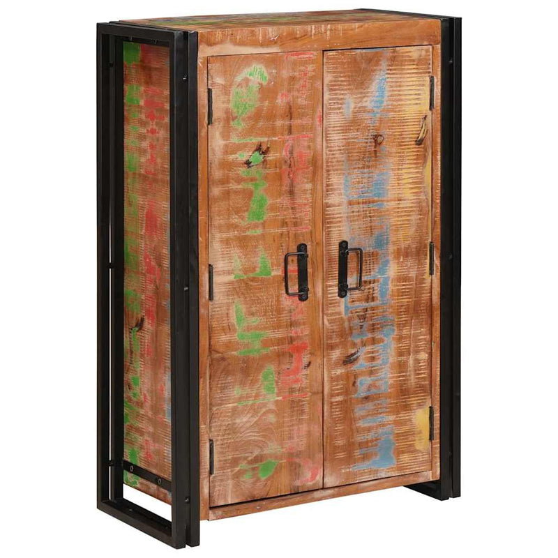 vidaXL Magas szekrény ajtókkal Barna Tömör újrahasznosított fa és fém