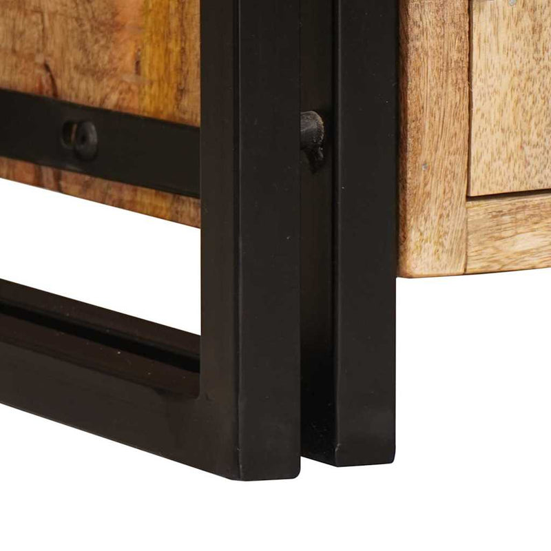 vidaXL Könyvespolc Ajtókkal Barna Masszív Durva Mangófának és Fém