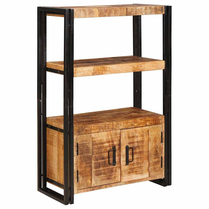 vidaXL Könyvespolc Ajtókkal Barna Masszív Durva Mangófának és Fém