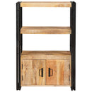 vidaXL Könyvespolc Ajtókkal Barna Masszív Durva Mangófának és Fém