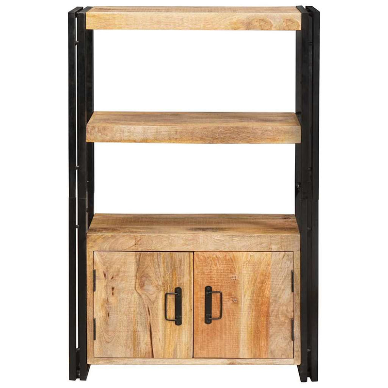 vidaXL Könyvespolc Ajtókkal Barna Masszív Durva Mangófának és Fém