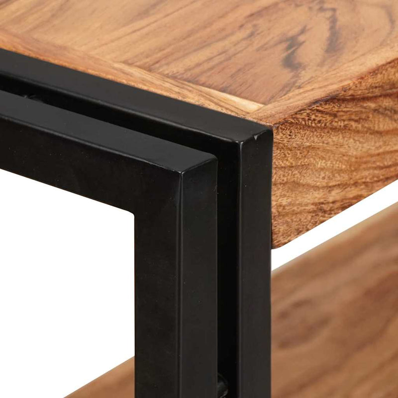 vidaXL Könyvespolc Ajtókkal Barna 72 x 33 x 110 cm Tömör akácfa és fém