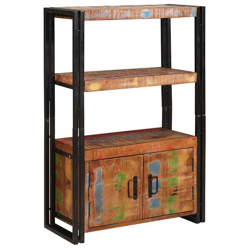 vidaXL Könyvespolc Ajtókkal Barna Tömör újrahasznosított fa és fém