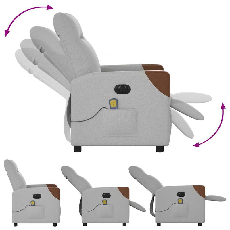 vidaXL felhőszürke szövet dönthető elektromos masszázsfotel